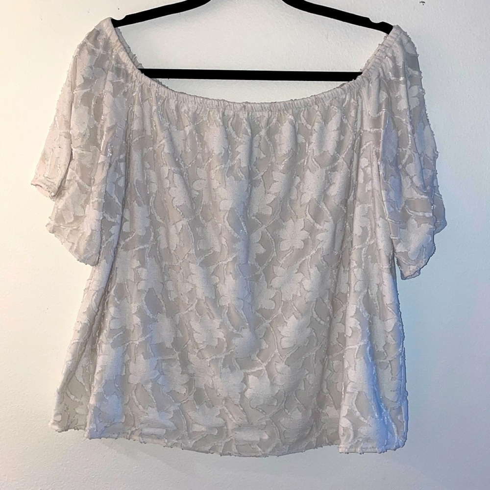 Banana Republic White Floral Top Large